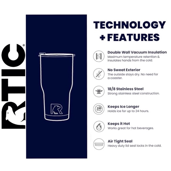 NWT - RTIC 20oz. Tumbler Stainless Steel - Picture 7 of 7